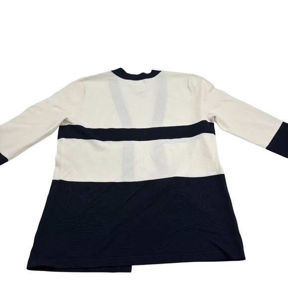 Talbots Black & White Colorblock Open Front Cardigan Sweater Small 3/4 sleeves - Picture 5 of 5